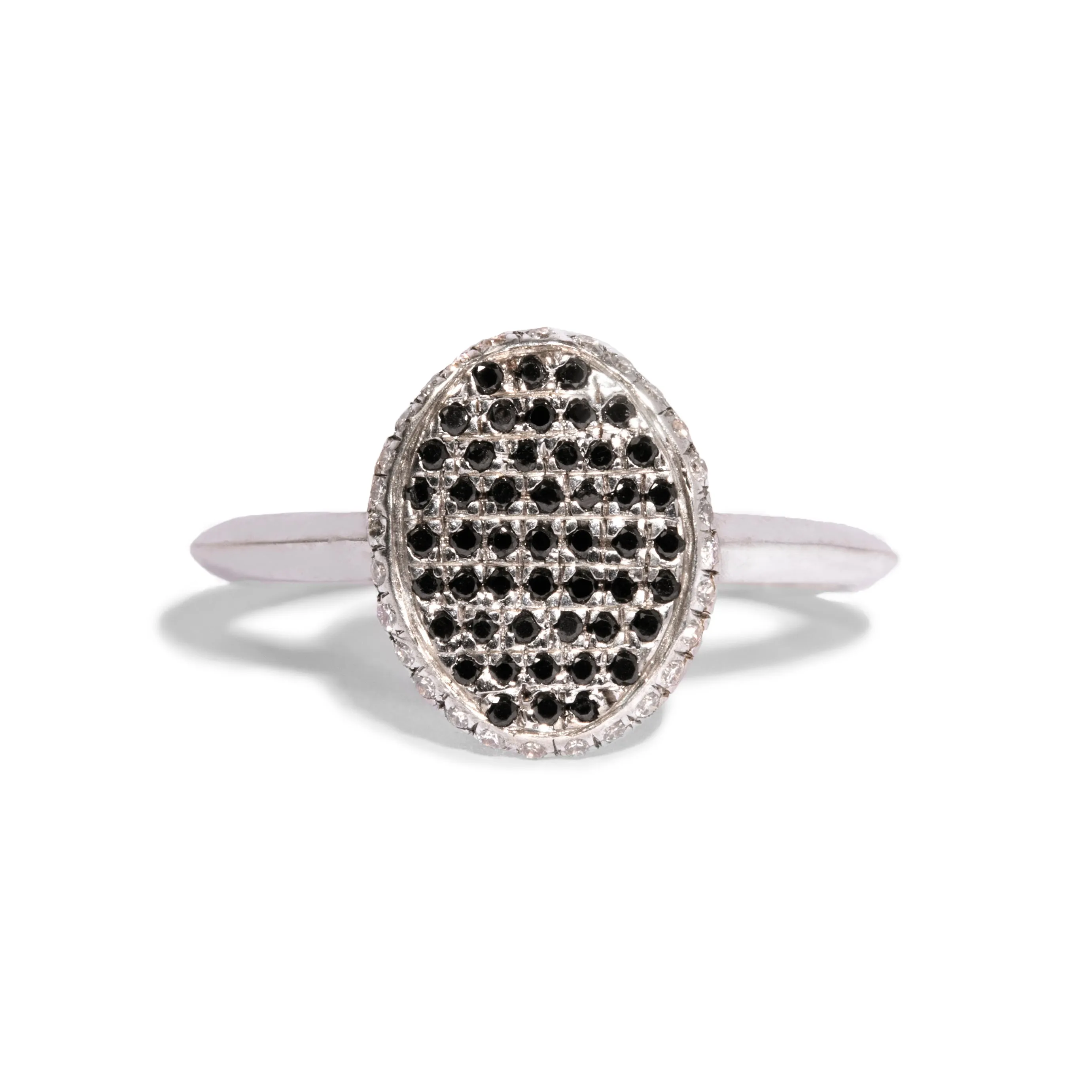 Micro Pave Face and Edge Oval Shape Ring