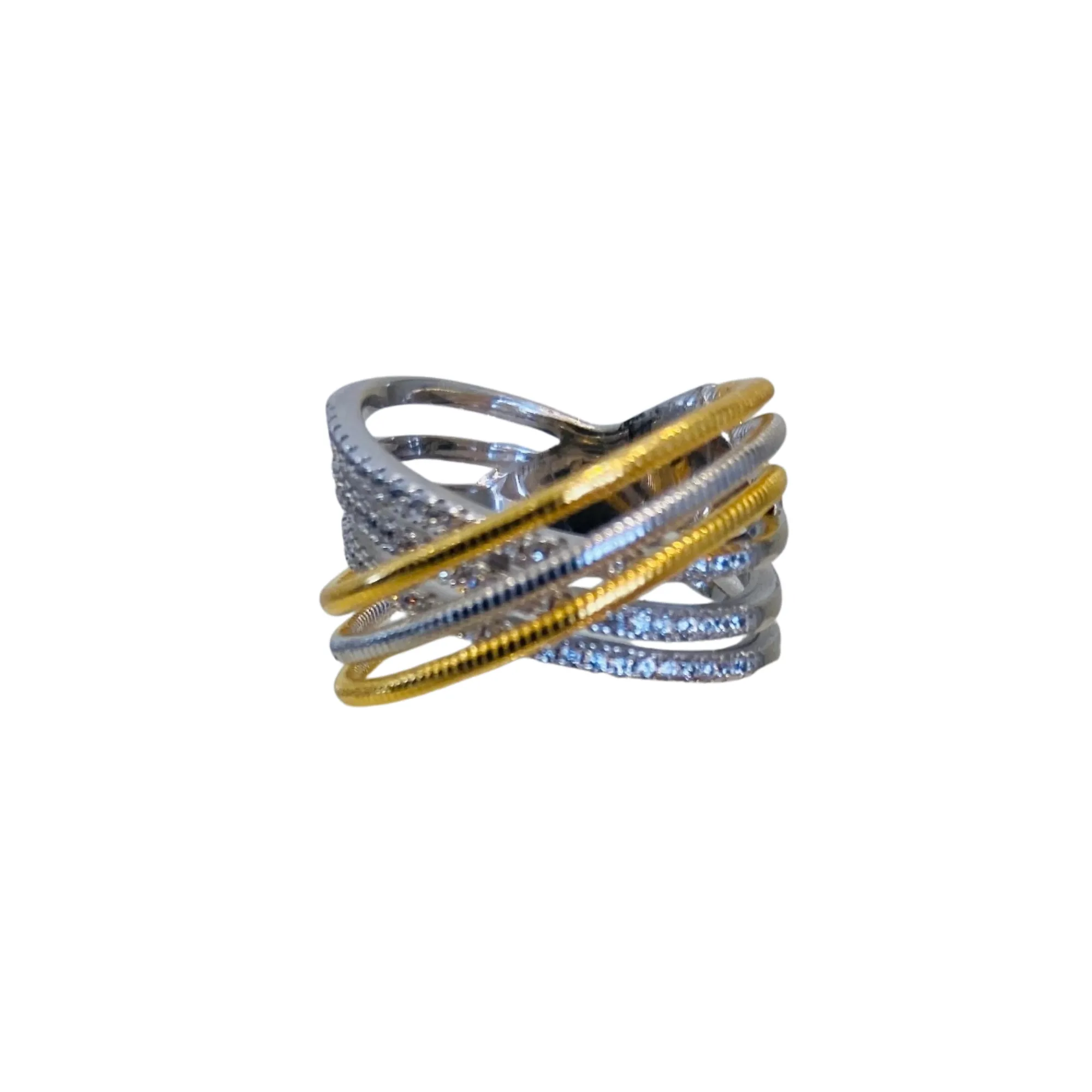 Mixed Metal Criss Cross Ring