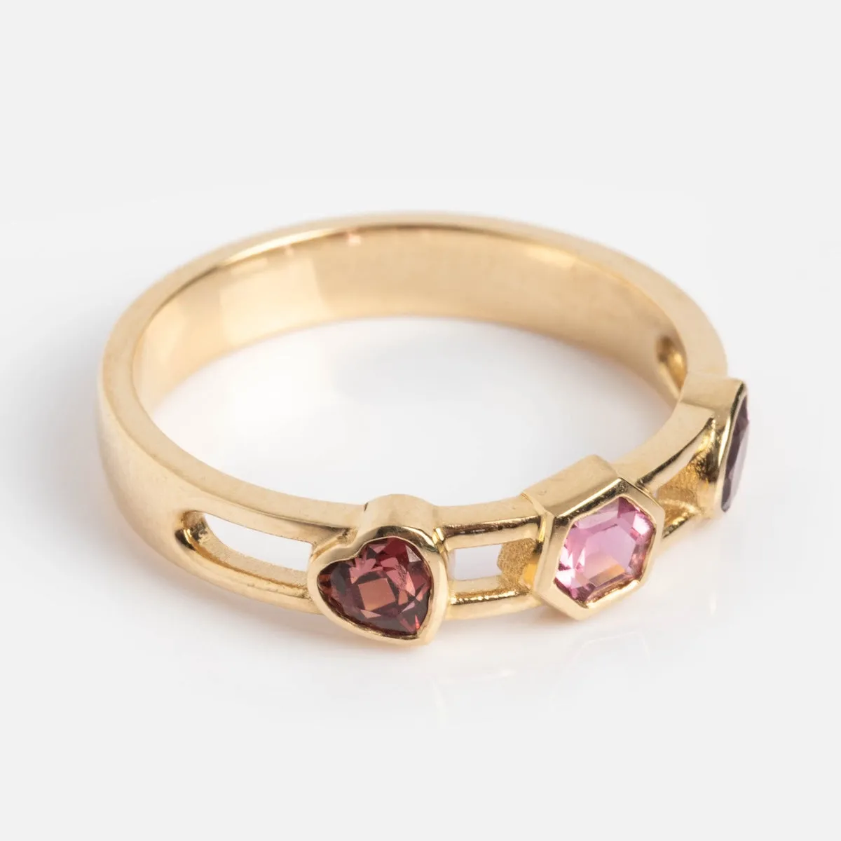 Mixed Shape Stones Open Band Ring