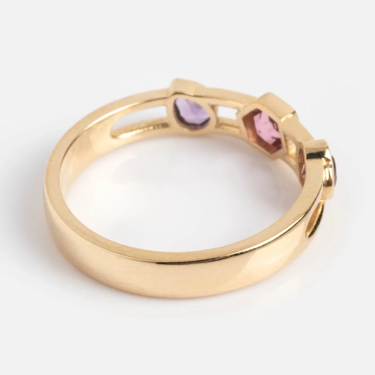 Mixed Shape Stones Open Band Ring