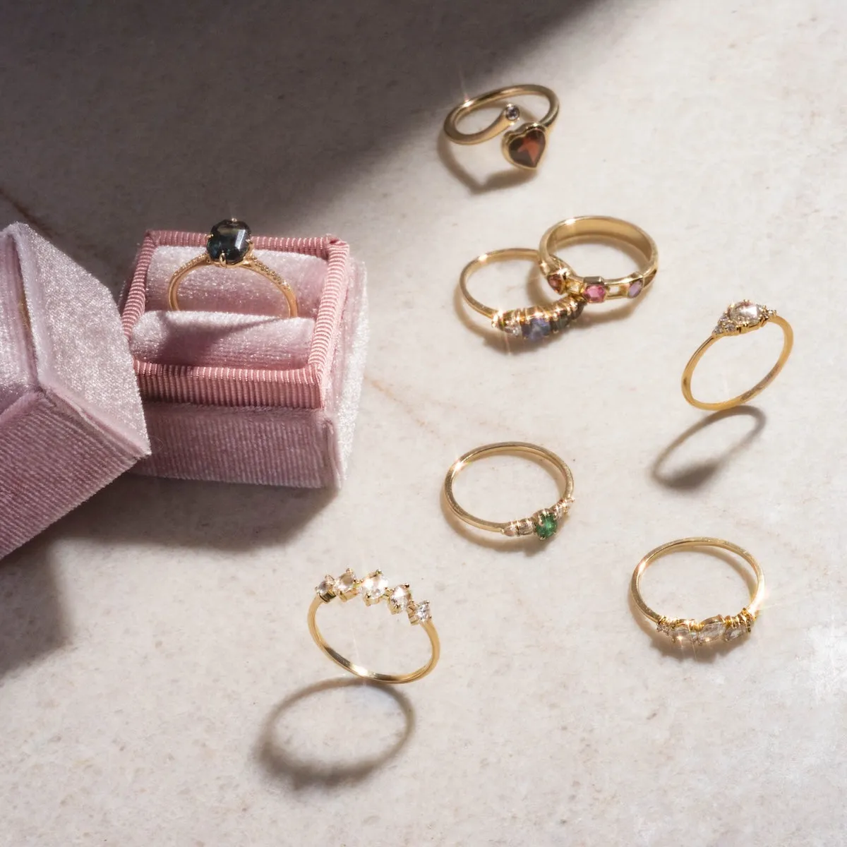 Mixed Shape Stones Open Band Ring