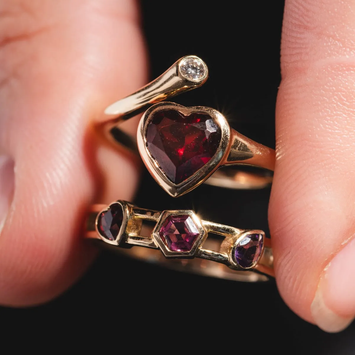 Mixed Shape Stones Open Band Ring