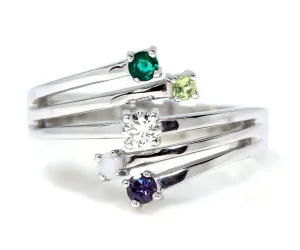 Modern Twist Multirow Mothers Family Birthstone Ring
