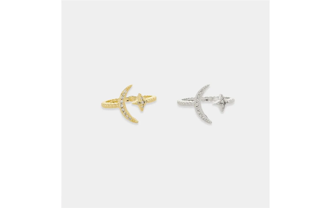 Moon and Star Ring