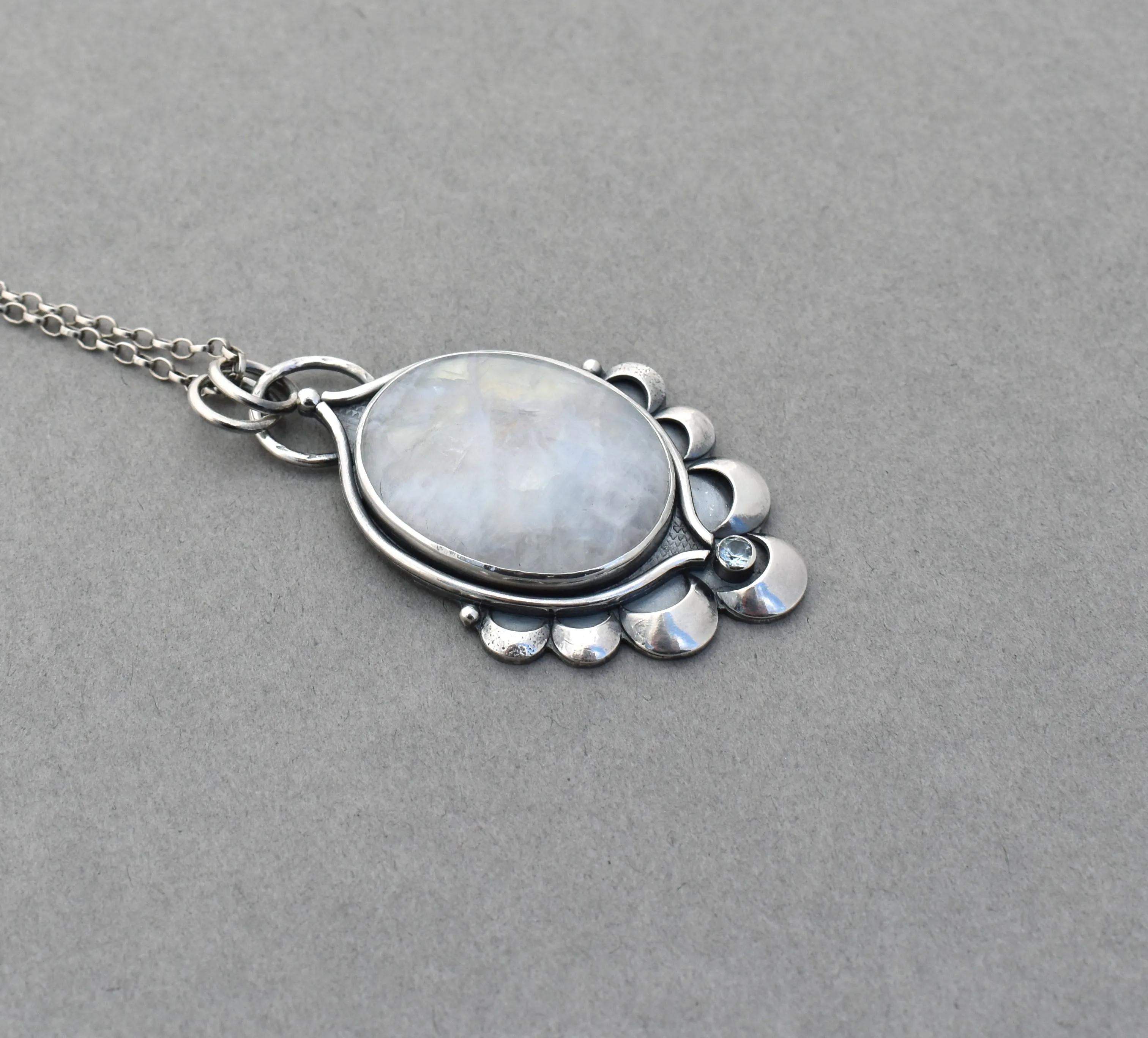 Moonstone Pendant with Crescent Accents.