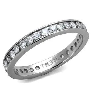 MT 3432 - High polished (no plating) Stainless Steel Ring Eternity Round-cut  Band - Wedding Band Solid April Birthstone