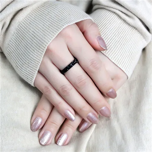 MT 4353 - Crystal Eternity Band - Black -  Stackable - Most Popular