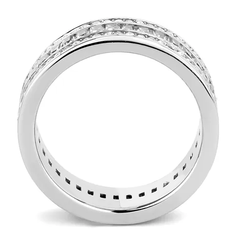 MT 5343 - Baguette and Round Cut Clear Triple Eternity Band - Antique - Newest - April Birthstone