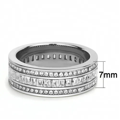 MT 5343 - Baguette and Round Cut Clear Triple Eternity Band - Antique - Newest - April Birthstone