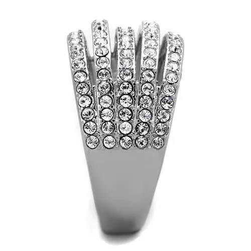 MT 9202 - Dome Ring Stainless Steel Bezel Set Newest Style April Birthstone