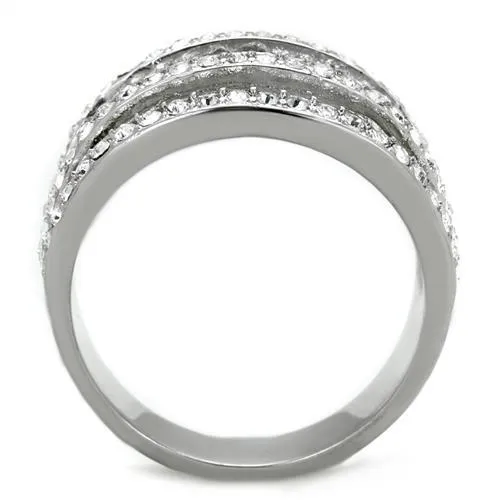 MT 9202 - Dome Ring Stainless Steel Bezel Set Newest Style April Birthstone