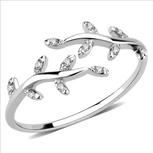 MT ad 662 - High polished (no plating) Stainless Steel Ring -Crystal Olive Leaves Replica Ring - Newest Items - April Birthstone