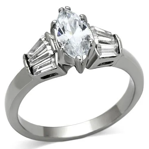MT0221 - Brilliant Cut Marquis Center Stone with Adorning Baguettes - Newest Style April Birthstone