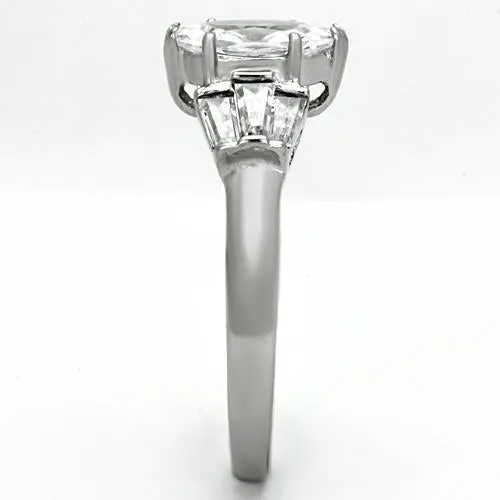 MT0221 - Brilliant Cut Marquis Center Stone with Adorning Baguettes - Newest Style April Birthstone