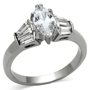 MT0221 - Brilliant Cut Marquis Center Stone with Adorning Baguettes - Newest Style April Birthstone