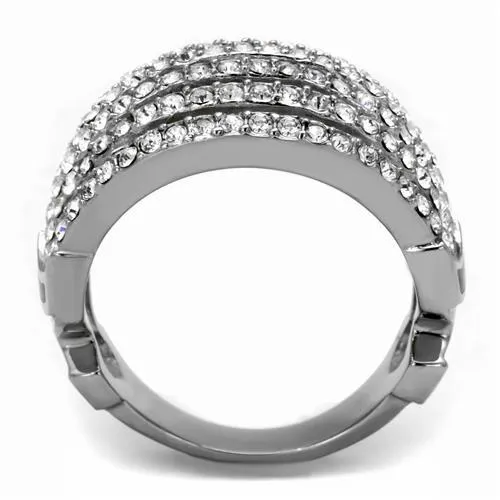 MT1092 - Stainless Crystal Cocktail Dome Ring