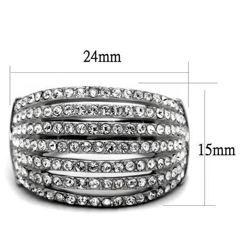 MT1092 - Stainless Crystal Cocktail Dome Ring