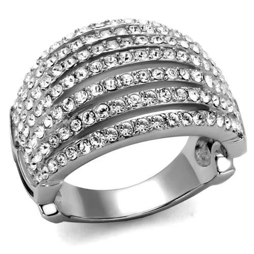MT1092 - Stainless Crystal Cocktail Dome Ring