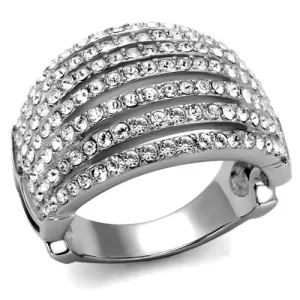 MT1092 - Stainless Crystal Cocktail Dome Ring