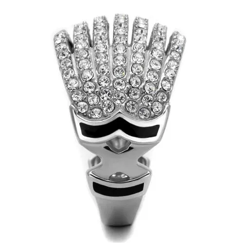 MT1092 - Stainless Crystal Cocktail Dome Ring