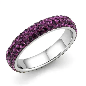 MT1453 - Crystal Eternity Band - February Birthstone Dark Purple - June Birthstone  Stackable Most Popular