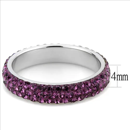 MT1453 - Crystal Eternity Band - February Birthstone Dark Purple - June Birthstone  Stackable Most Popular