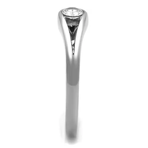 MT1851 -  Adorable Stainless Steel Clear Crystal set in unique Style Minimalist Newest - April Birthstone