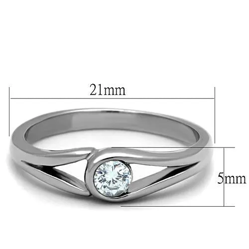 MT1851 -  Adorable Stainless Steel Clear Crystal set in unique Style Minimalist Newest - April Birthstone