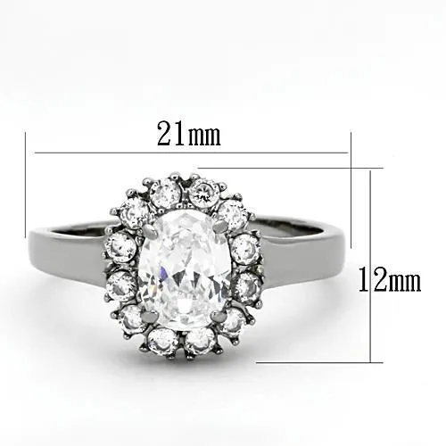 MT3221 - Newest Brilliant Round Crystals Adorn the Halo Surrounding the Larger Oval Crystal - April Birthstone