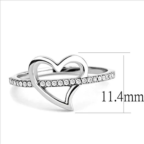 MT461 - Heart Ring with Band Pave Crystals Newest