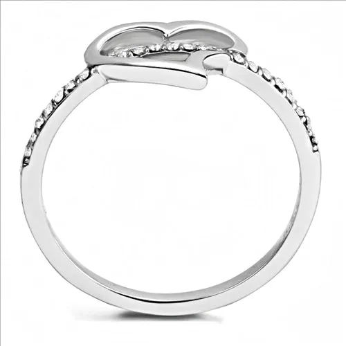 MT461 - Heart Ring with Band Pave Crystals Newest
