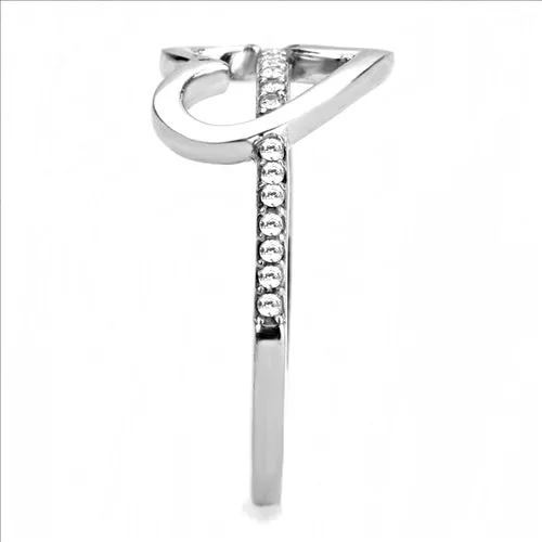 MT461 - Heart Ring with Band Pave Crystals Newest