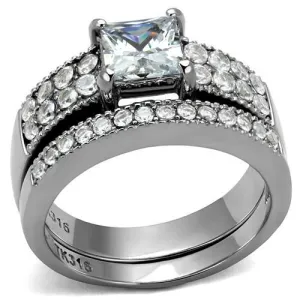 MT5192 - 1 Wedding Set Princess Cut with Round Crystals