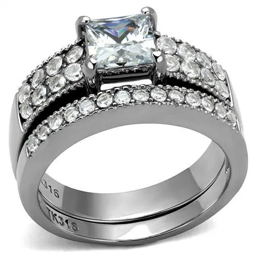 MT5192 - 1 Wedding Set Princess Cut with Round Crystals