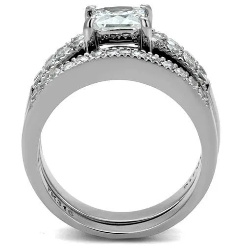 MT5192 - 1 Wedding Set Princess Cut with Round Crystals