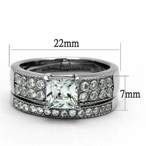 MT5192 - 1 Wedding Set Princess Cut with Round Crystals