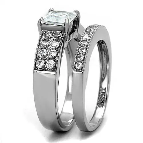 MT5192 - 1 Wedding Set Princess Cut with Round Crystals