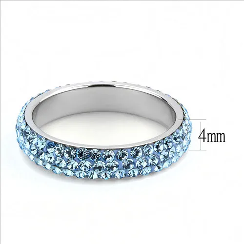 MT5353 - Crystal Eternity Band - Light Blue -March Birthstone Ring -Most Popular