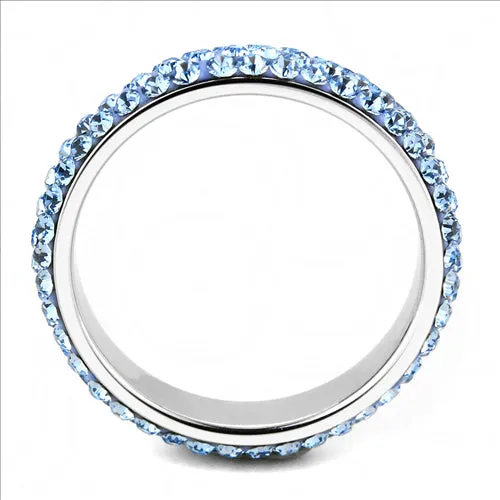 MT5353 - Crystal Eternity Band - Light Blue -March Birthstone Ring -Most Popular