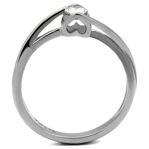 MT5382 -Bezel Set  Brilliant Round-Cut Crystal with Dainty Heart Accent on -Newest April Birthstone