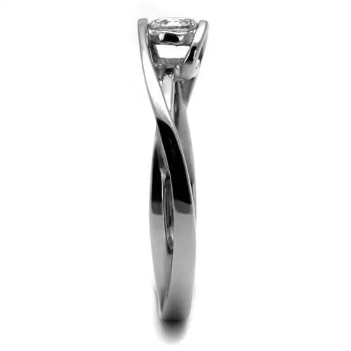 MT5382 -Bezel Set  Brilliant Round-Cut Crystal with Dainty Heart Accent on -Newest April Birthstone