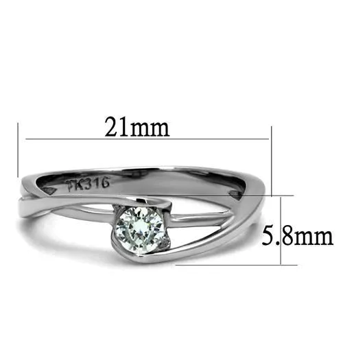 MT5382 -Bezel Set  Brilliant Round-Cut Crystal with Dainty Heart Accent on -Newest April Birthstone