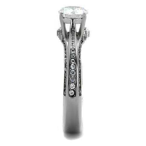 MT6202 - Round Cut Center Clear Crystal Designer Band - Newest - Travel Jewelry