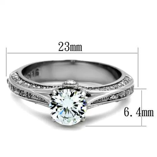 MT6202 - Round Cut Center Clear Crystal Designer Band - Newest - Travel Jewelry