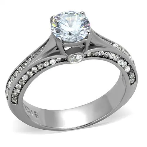 MT6202 - Round Cut Center Clear Crystal Designer Band - Newest - Travel Jewelry
