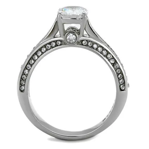 MT6202 - Round Cut Center Clear Crystal Designer Band - Newest - Travel Jewelry