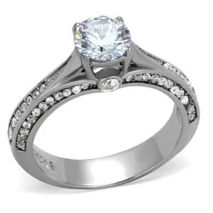 MT6202 - Round Cut Center Clear Crystal Designer Band - Newest - Travel Jewelry