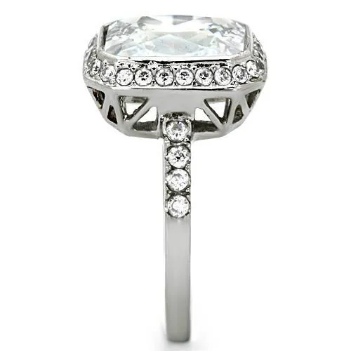 MT6221 - Stainless Halo Engagement Ring Cushion Cut Bezel Setting