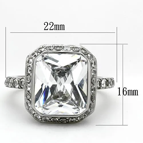MT6221 - Stainless Halo Engagement Ring Cushion Cut Bezel Setting