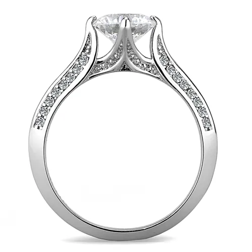 MT630 - Solitaire Clear Crystal Brilliant Cut Round Stone April Birthstone